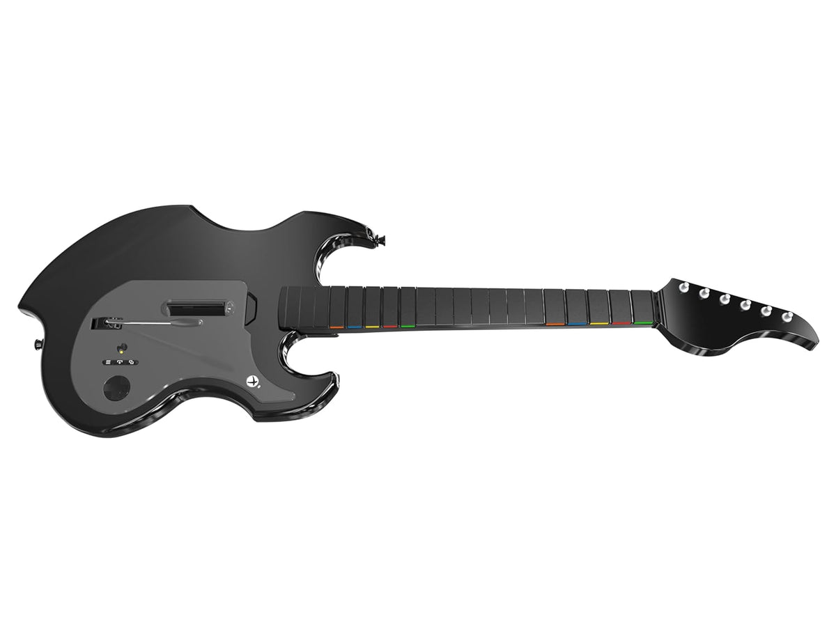 PDP Riffmaster Wireless Guitar Controller for Xbox Series X|S. Xbox One. PC | Licensed for Xbox. Rock Band 4 & Fortnite Festival. 3.5mm audio jack. Rechargeable 36-Hr Battery. Collapsible Design