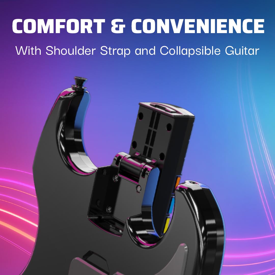 PDP Riffmaster Wireless Guitar Controller for Nintendo Switch 2. Lite. OLED | Licensed for Switch. Fortnite Festival. Rechargeable 40-Hr Battery. Collapsible Design. 2 Mappable Buttons. Audio Jack