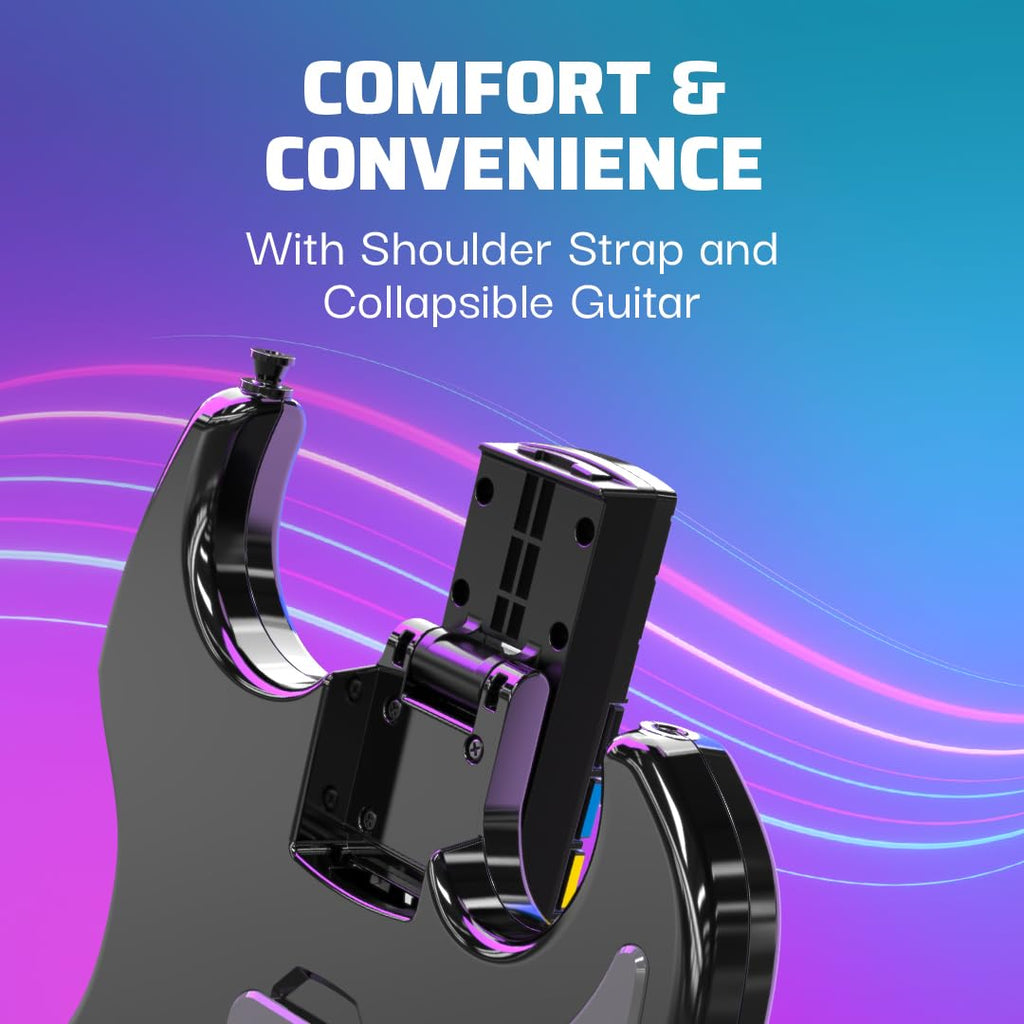 PDP Riffmaster Wireless Guitar Controller for PS5. PS4. PlayStation. PC | Licensed by Sony. Rock Band 4 & Fortnite Festival. 3.5mm audio jack. Rechargeable 36-Hr Battery. Collapsible Design
