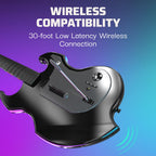 PDP Riffmaster Wireless Guitar Controller for Xbox Series X|S. Xbox One. PC | Licensed for Xbox. Rock Band 4 & Fortnite Festival. 3.5mm audio jack. Rechargeable 36-Hr Battery. Collapsible Design