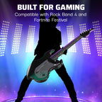 PDP Riffmaster Wireless Guitar Controller for Xbox Series X|S. Xbox One. PC | Licensed for Xbox. Rock Band 4 & Fortnite Festival. 3.5mm audio jack. Rechargeable 36-Hr Battery. Collapsible Design