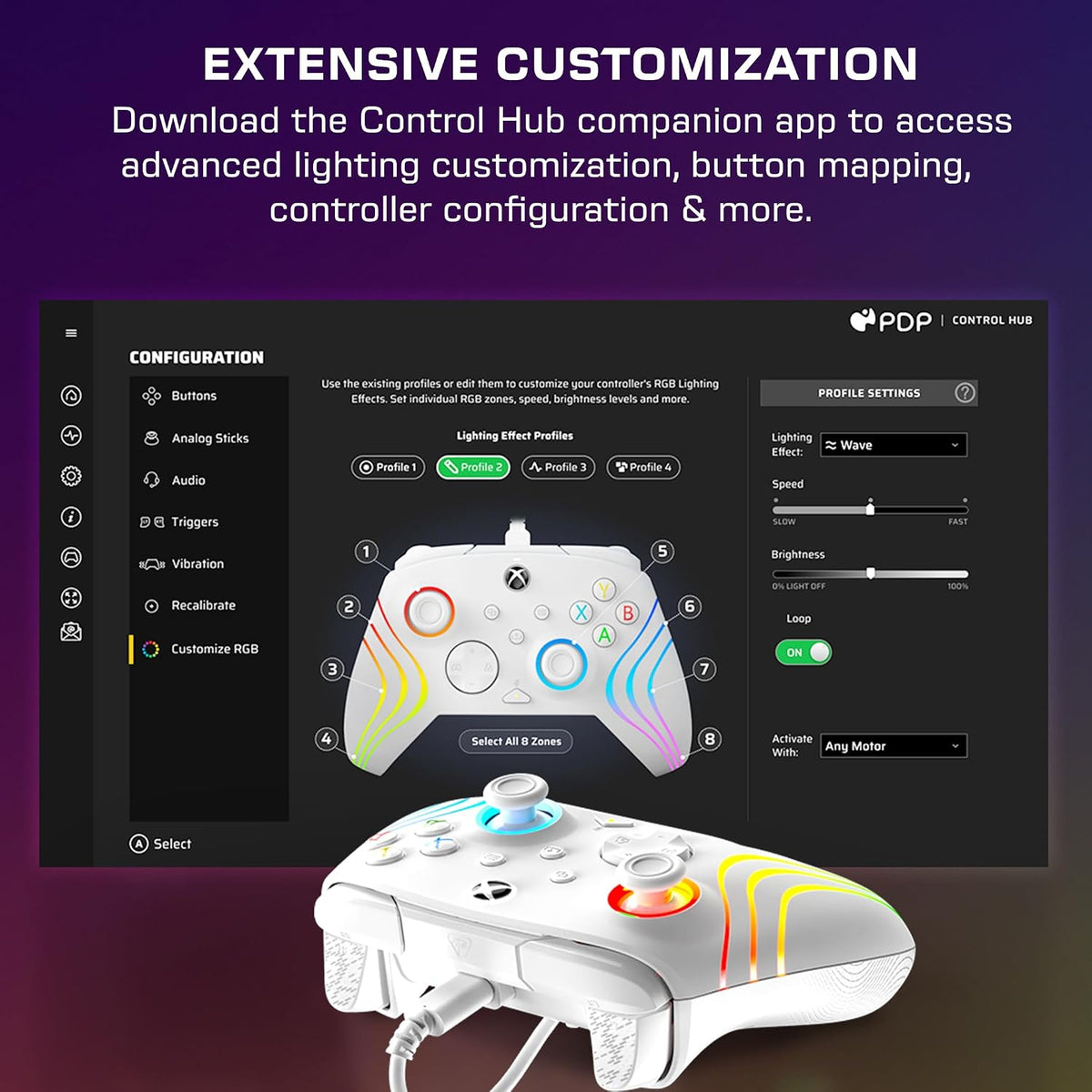 Turtle Beach Afterglow Wave Wired RGB Gaming Controller for Xbox & PC | Xbox Series X|S. Xbox One. Customizable RGB Lighting. 2 Mappable Buttons. Hall-Effect Hair Triggers. Audio Controls