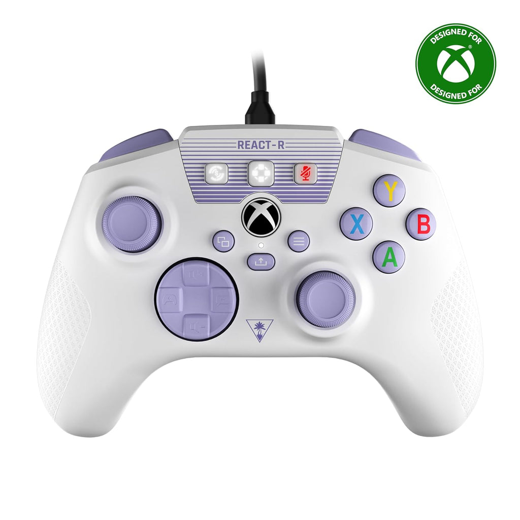 Turtle Beach REACT-R Wired Game Controller – Officially Licensed for Xbox Series X & S. Xbox One. and Windows 10|11 PC's – White & Purple
