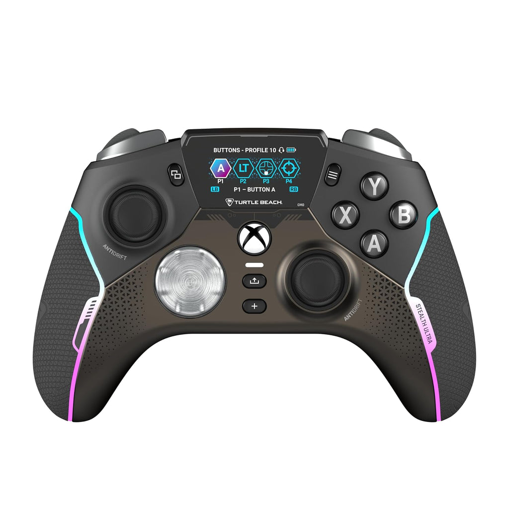 Turtle Beach Stealth Ultra Wireless RGB Gaming Controller. Xbox Series X|S | Also works with PC. Xbox One. Android. Bluetooth. Customizable Display Screen. Rapid Charging Dock. 30-Hr Battery