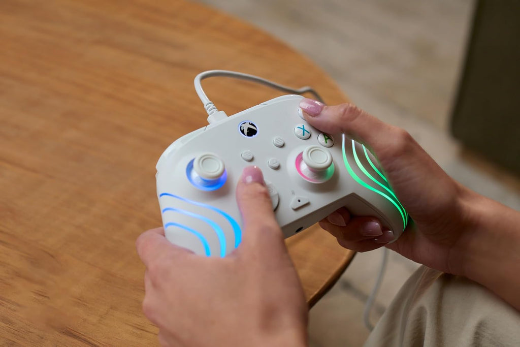 Turtle Beach Afterglow Wave Wired RGB Gaming Controller for Xbox & PC | Xbox Series X|S. Xbox One. Customizable RGB Lighting. 2 Mappable Buttons. Hall-Effect Hair Triggers. Audio Controls