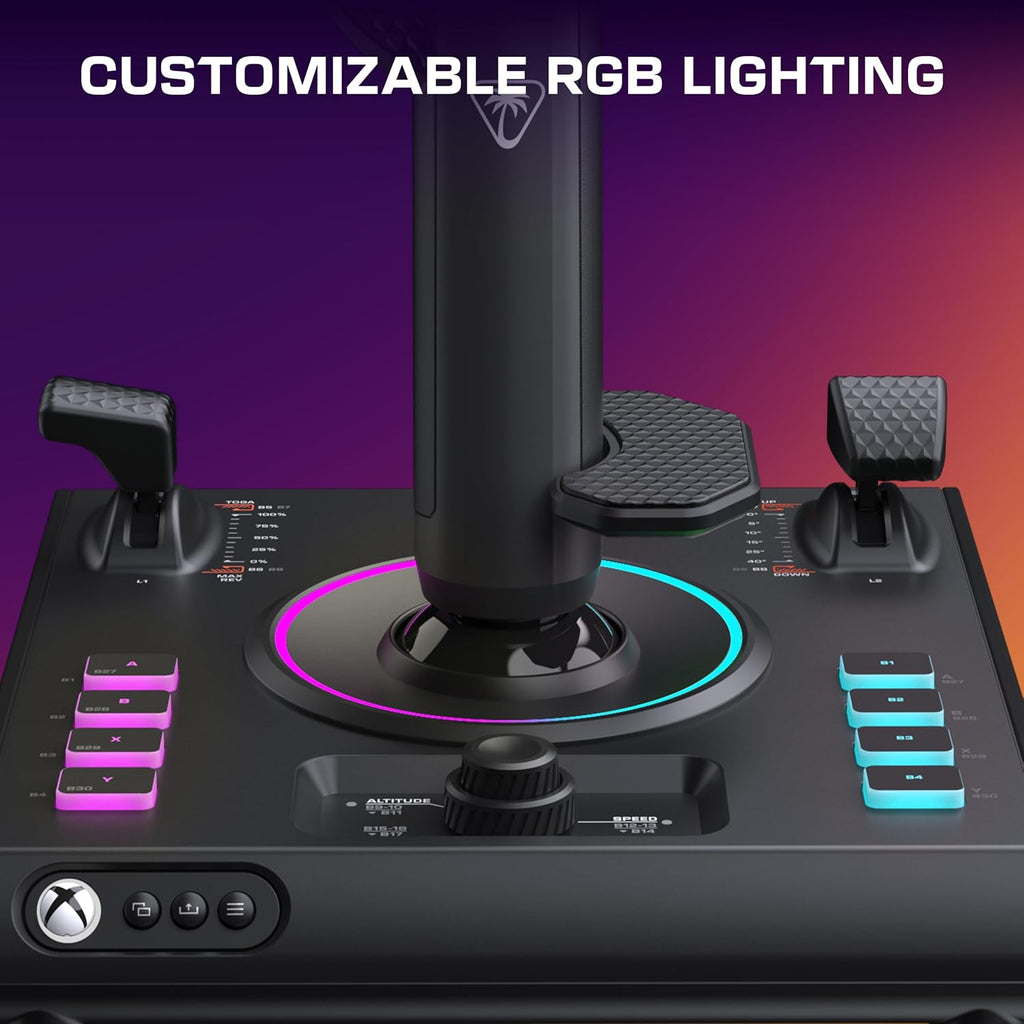 Turtle Beach VelocityOne Flightstick II for Xbox Series X|S. Xbox One & Windows PC - 16-bit Hall-Effect Precision. 8 Axes. 38 Programmable Inputs. RGB Lighting. Flight Display. HOTAS Expandable with Dual Throttle