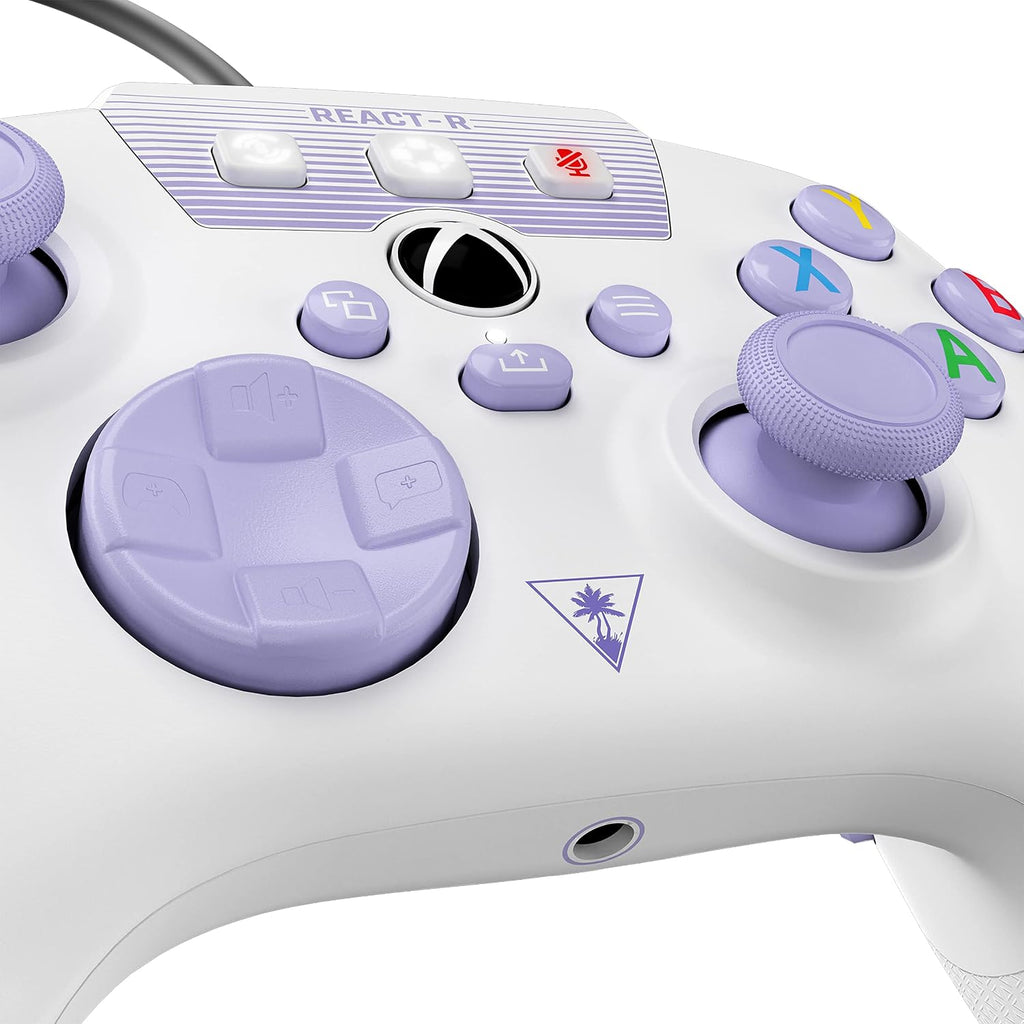 Turtle Beach REACT-R Wired Game Controller – Officially Licensed for Xbox Series X & S. Xbox One. and Windows 10|11 PC's – White & Purple