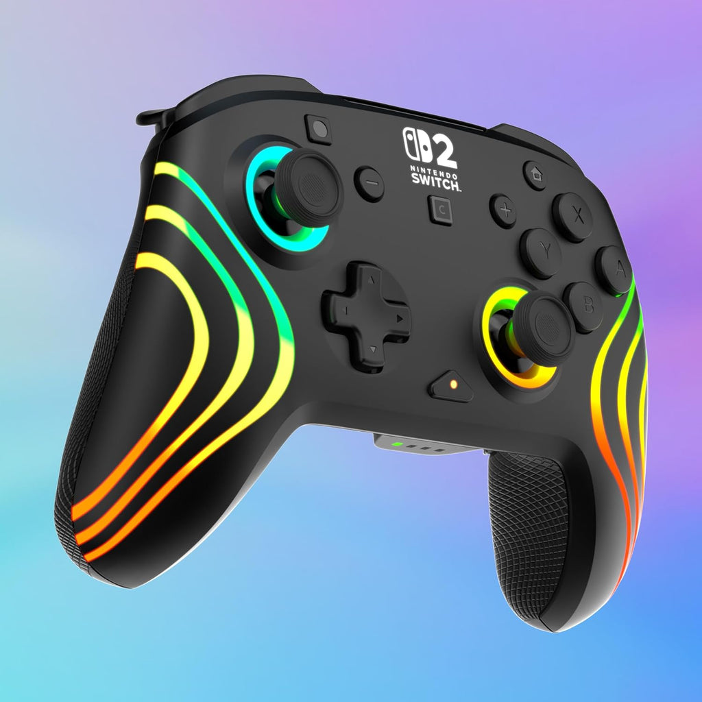 Turtle Beach Afterglow Wave Wired RGB Gaming Controller. Nintendo Switch 2 | Switch Lite. OLED. Hall-Effect Thumbsticks. 2 Mappable Back Buttons. Audio Controls. C-Button for GameChat. RGB Lights