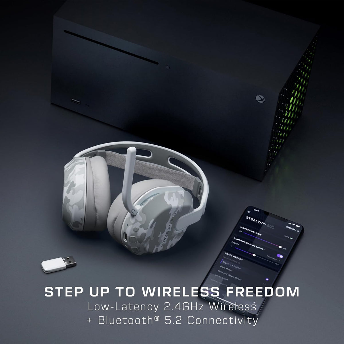 Turtle Beach Stealth 500 Wireless Multiplatform Gaming Headset for Xbox. PC | Xbox Series X|S. Xbox One. Bluetooth. 40mm Drivers. Rechargeable 40-Hr Battery. Flip-to-Mute Mic. Memory Foam