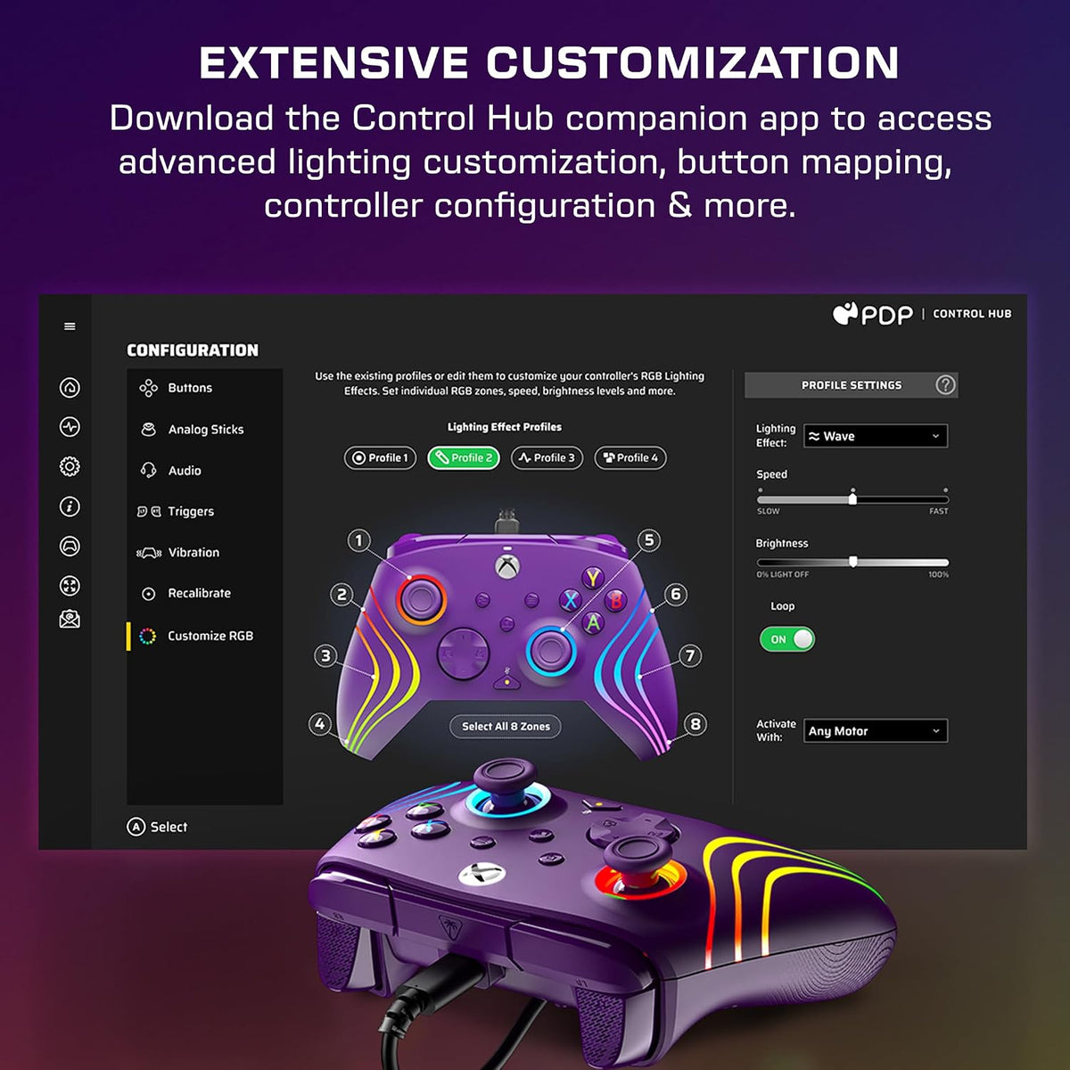 Turtle Beach Afterglow Wave Wired RGB Gaming Controller for Xbox & PC | Xbox Series X|S. Xbox One. Customizable RGB Lighting. 2 Mappable Buttons. Hall-Effect Hair Triggers. Audio Controls