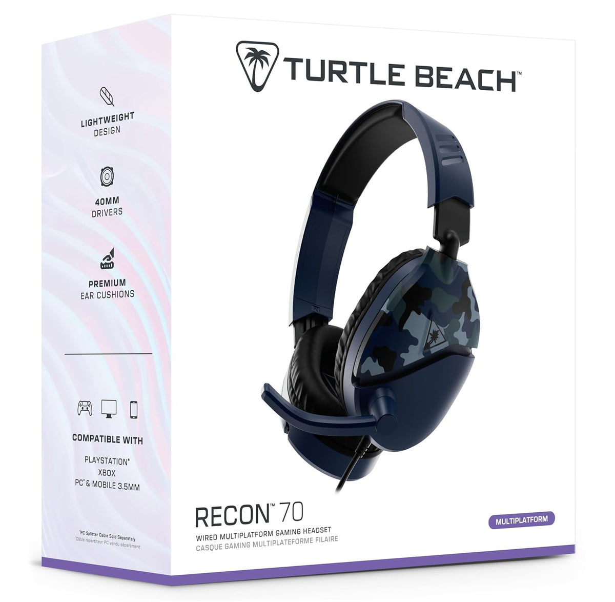 Turtle Beach Recon 70 Wired Multiplatform Gaming Headset for Xbox. PC. PS5 | Xbox Series X|S. Xbox One. PlayStation. PS4. Mobile. Flip-to-Mute Mic. 40mm Speakers. Lightweight. Soft Earpads