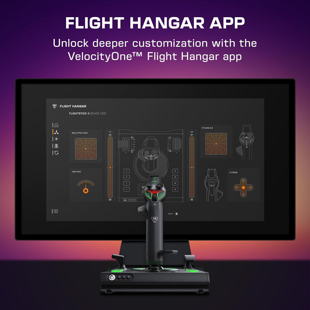 Turtle Beach VelocityOne Flightstick II for Xbox Series X|S. Xbox One & Windows PC - 16-bit Hall-Effect Precision. 8 Axes. 38 Programmable Inputs. RGB Lighting. Flight Display. HOTAS Expandable with Dual Throttle