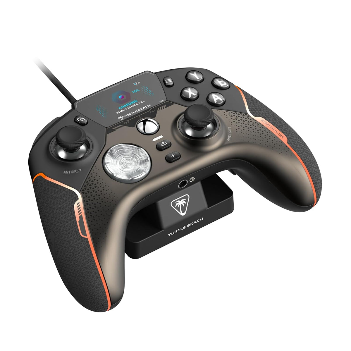 Turtle Beach Stealth Ultra Wireless RGB Gaming Controller. Xbox Series X|S | Also works with PC. Xbox One. Android. Bluetooth. Customizable Display Screen. Rapid Charging Dock. 30-Hr Battery