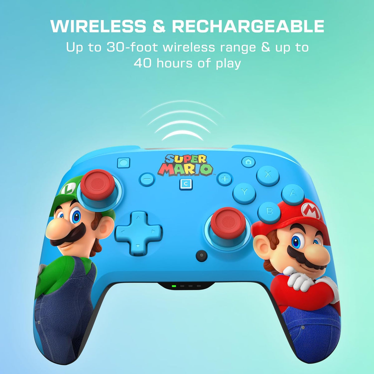 Turtle Beach Rematch Wireless Controller Mario & Luigi Nintendo Switch 2 | Nintendo Switch OLED. TMR Thumbsticks. Rechargeable 40-Hr Battery. 2 Mappable Back Buttons. Motion Controls