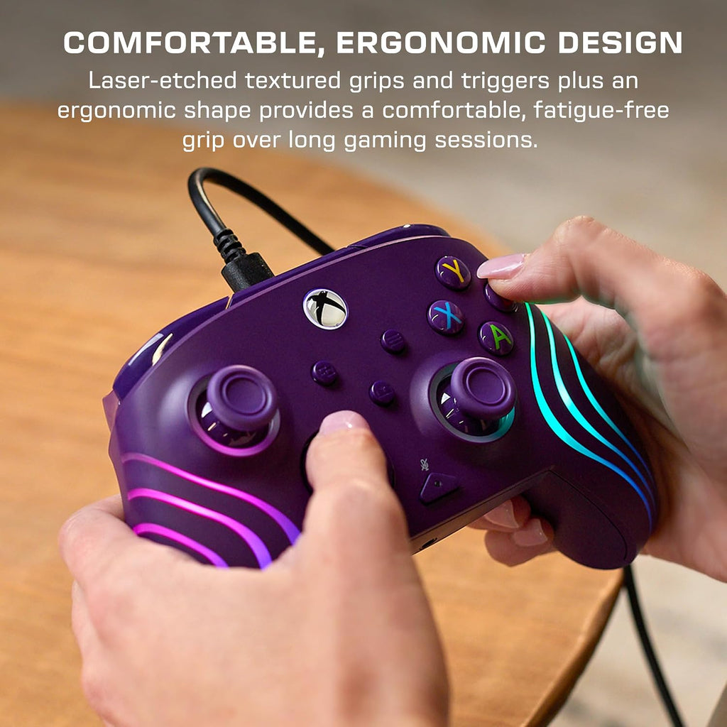Turtle Beach Afterglow Wave Wired RGB Gaming Controller for Xbox & PC | Xbox Series X|S. Xbox One. Customizable RGB Lighting. 2 Mappable Buttons. Hall-Effect Hair Triggers. Audio Controls