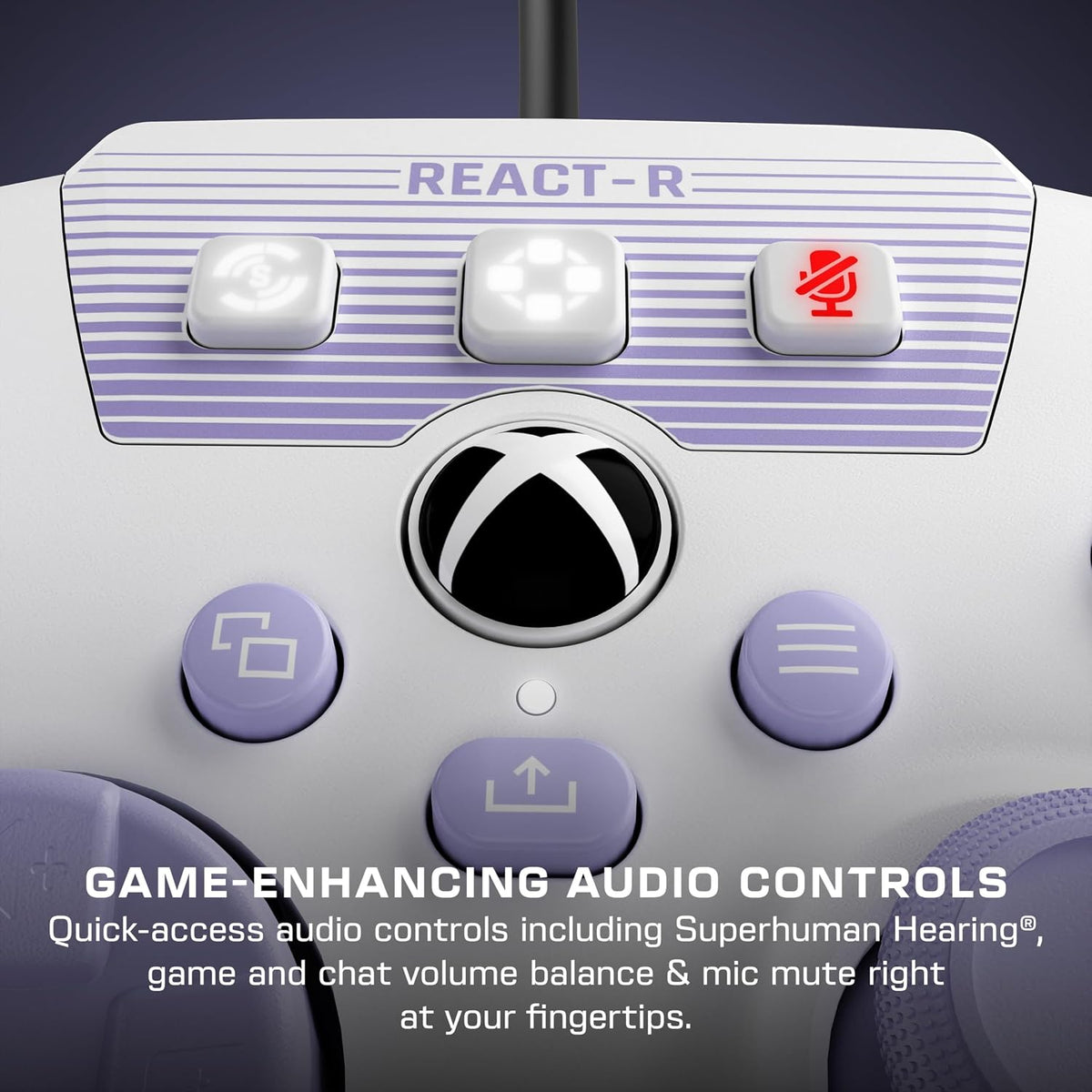 Turtle Beach REACT-R Wired Game Controller – Officially Licensed for Xbox Series X & S. Xbox One. and Windows 10|11 PC's – White & Purple