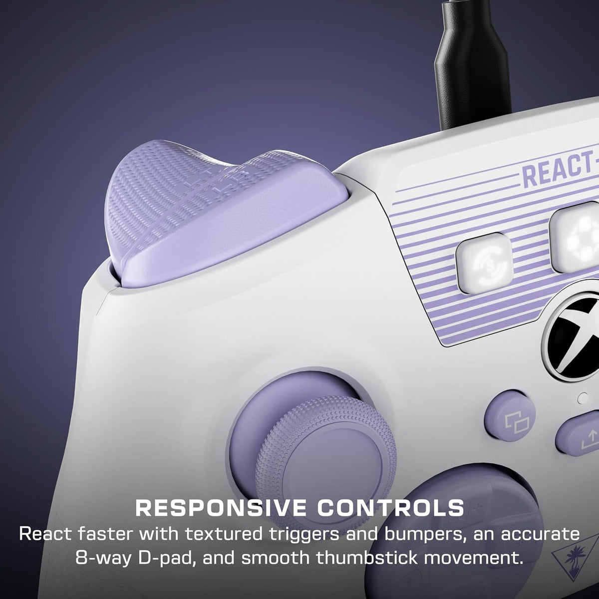 Turtle Beach REACT-R Wired Game Controller – Officially Licensed for Xbox Series X & S. Xbox One. and Windows 10|11 PC's – White & Purple