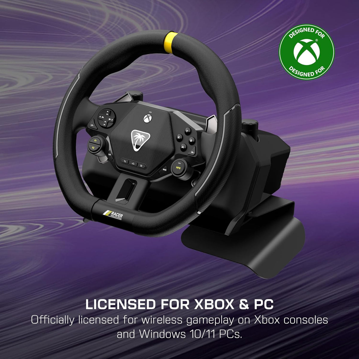 Turtle Beach Racer Wireless Racing Wheel System Officially Licensed for Xbox Series X|S & Xbox One and Windows PCs – Complete Design. Reliable Wireless Connection. up to 30Hr Battery