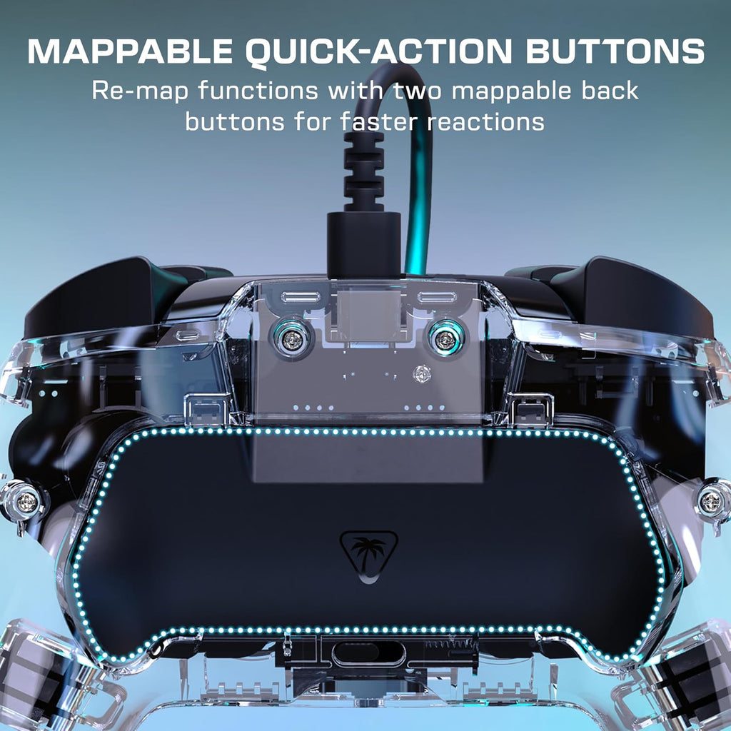 Turtle Beach Afterglow Wired RGB Gaming Controller. Nintendo Switch 2. Lite | Nintendo Switch OLED. Hall-Effect Thumbsticks. 2 Mappable Back Buttons. Adjustable LED Lighting. Audio Jack. Translucent