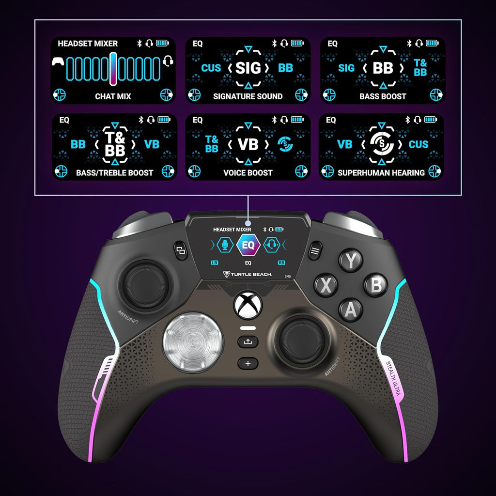 Turtle Beach Stealth Ultra Wireless RGB Gaming Controller. Xbox Series X|S | Also works with PC. Xbox One. Android. Bluetooth. Customizable Display Screen. Rapid Charging Dock. 30-Hr Battery