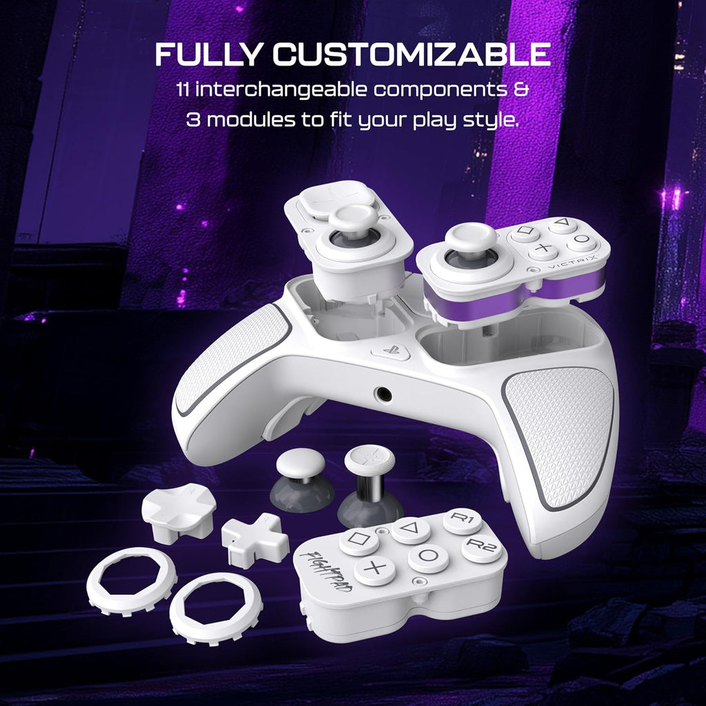 Turtle Beach Victrix Pro BFG Reloaded Wireless Gaming Controller for PS5 | PS5. PS4. PlayStation. PC. Modular. Fightpad Module. Hall-Effect Sticks. Triggers. 4 Remappable Buttons. Esports. White