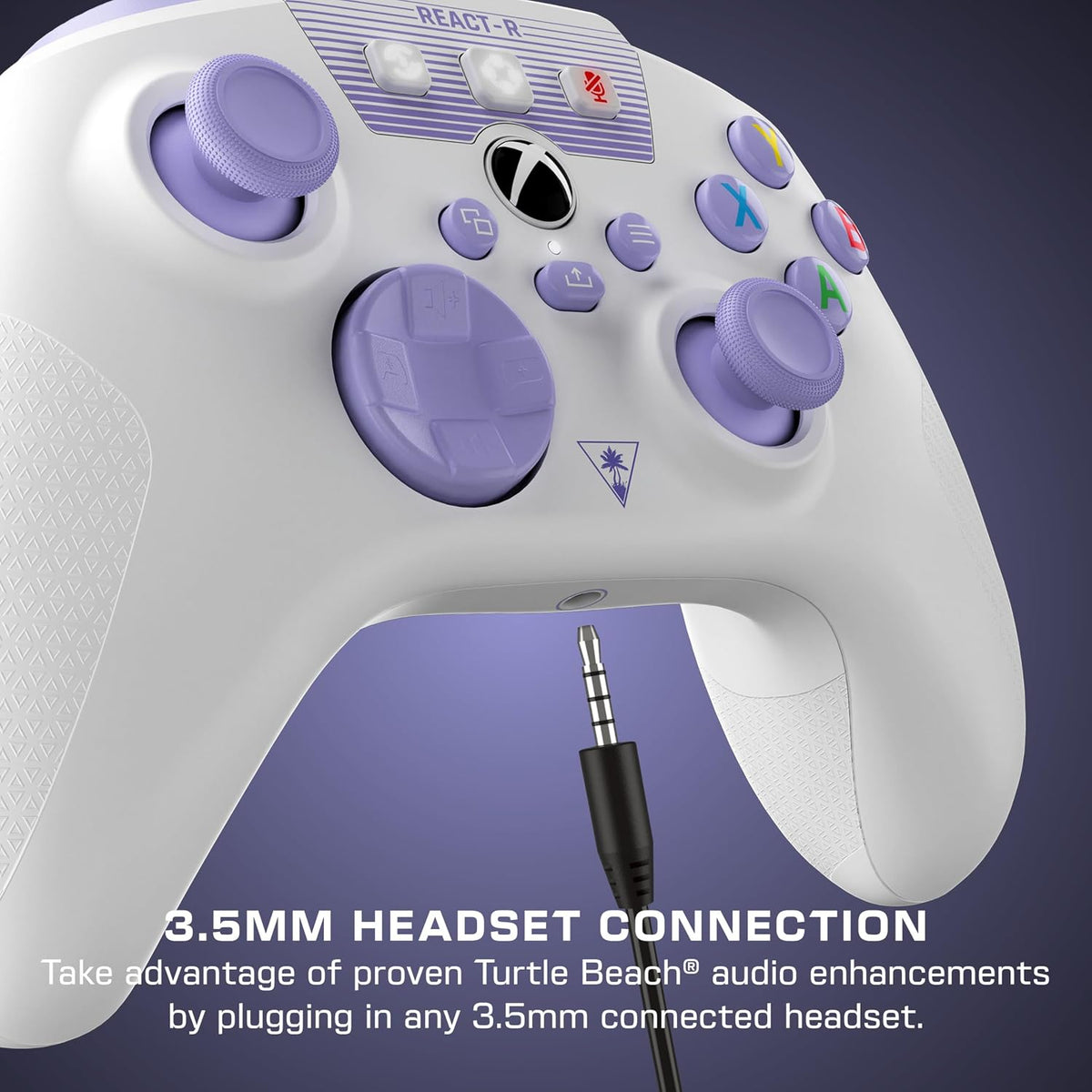 Turtle Beach REACT-R Wired Game Controller – Officially Licensed for Xbox Series X & S. Xbox One. and Windows 10|11 PC's – White & Purple