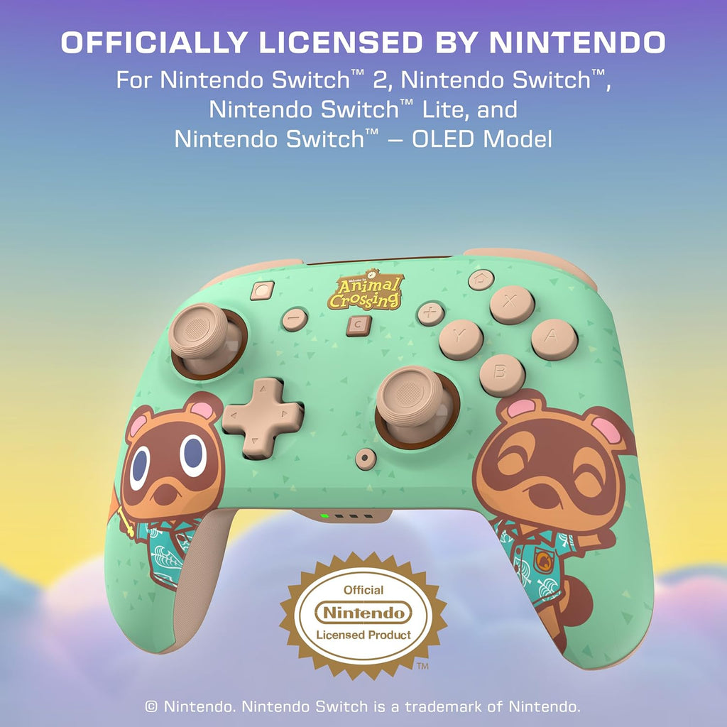 Turtle Beach Rematch Wireless Controller Animal Crossing Nintendo Switch 2 | Nintendo Switch OLED. TMR Thumbsticks. Rechargeable 40-Hr Battery. 2 Mappable Back Buttons. Motion Controls. Timmy Tommy