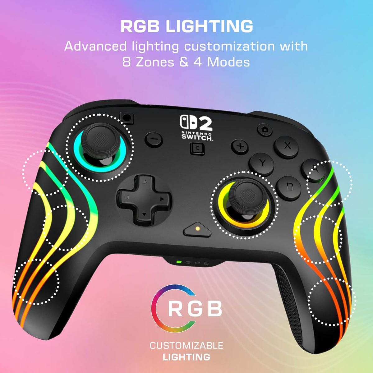 Turtle Beach Afterglow Wave Wireless RGB Game Controller Nintendo Switch 2 | Switch Lite. OLED. TMR Thumbsticks. Rechargeable 20-Hr Battery. 2 Mappable Back Buttons. Motion Controls. C-Button