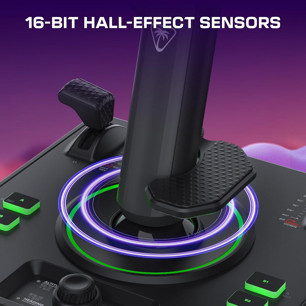 Turtle Beach VelocityOne Flightstick II for Xbox Series X|S. Xbox One & Windows PC - 16-bit Hall-Effect Precision. 8 Axes. 38 Programmable Inputs. RGB Lighting. Flight Display. HOTAS Expandable with Dual Throttle