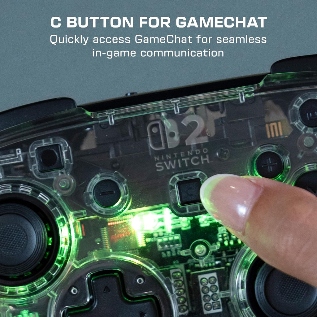 Turtle Beach Afterglow Wireless RGB Gaming Controller. Nintendo Switch 2 | Nintendo Switch Lite. OLED. TMR Thumbsticks. Rechargeable 40-Hr Battery. 2 Mappable Back Buttons. LED Lighting. Translucent